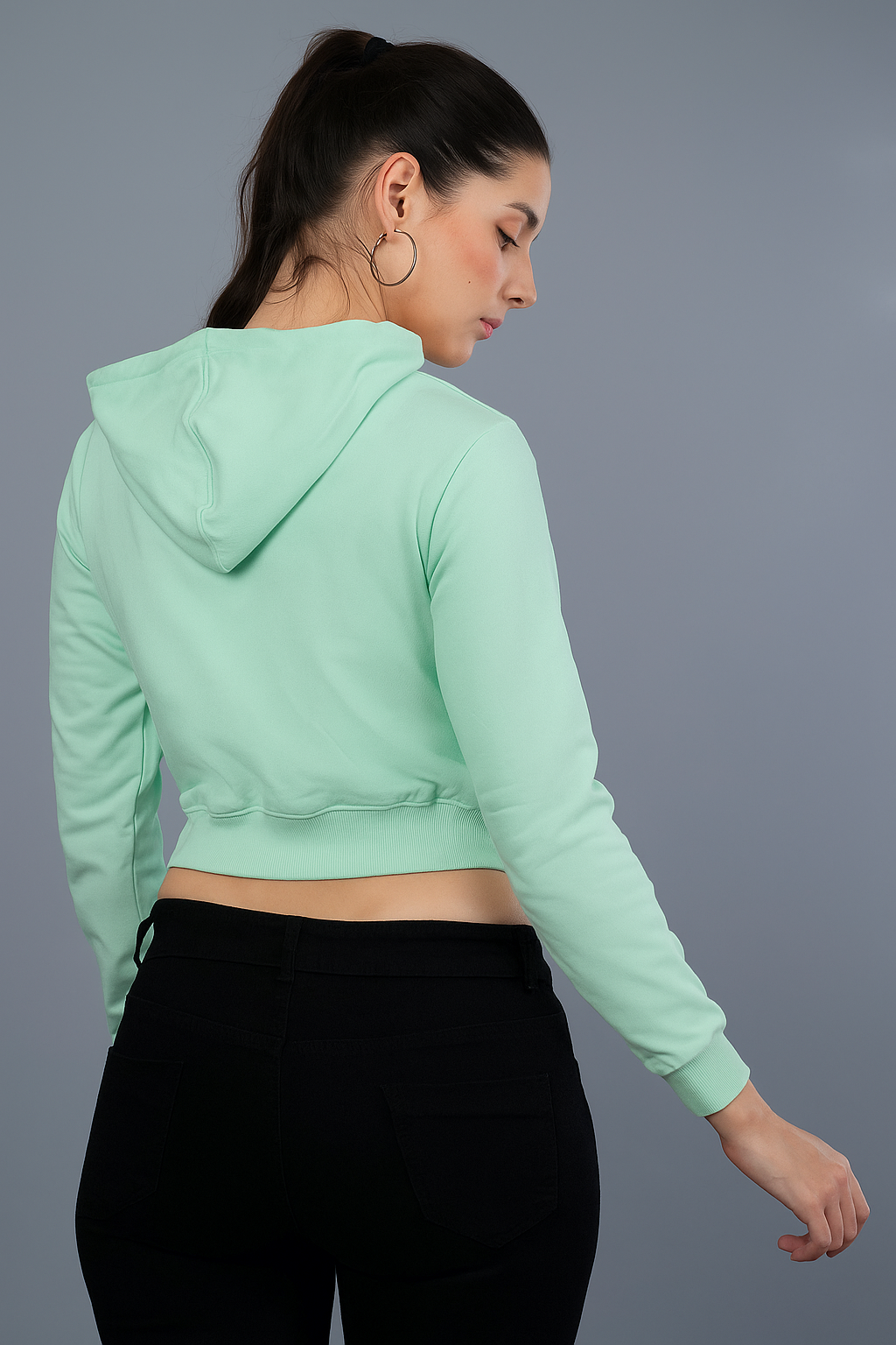 Printed Crop hoodie for girls