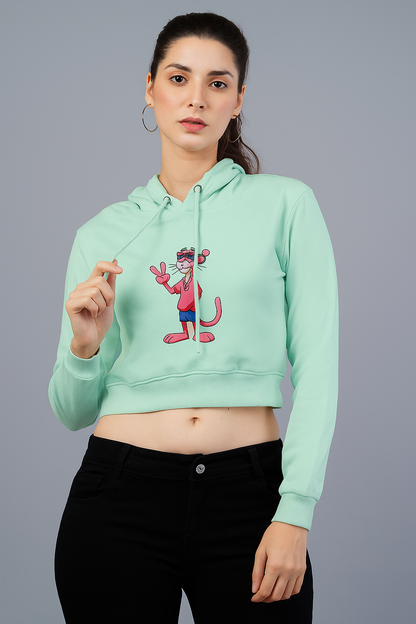 Printed Crop hoodie for girls