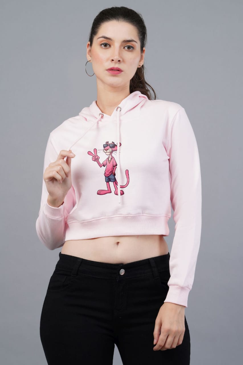 Printed Crop hoodie for girls